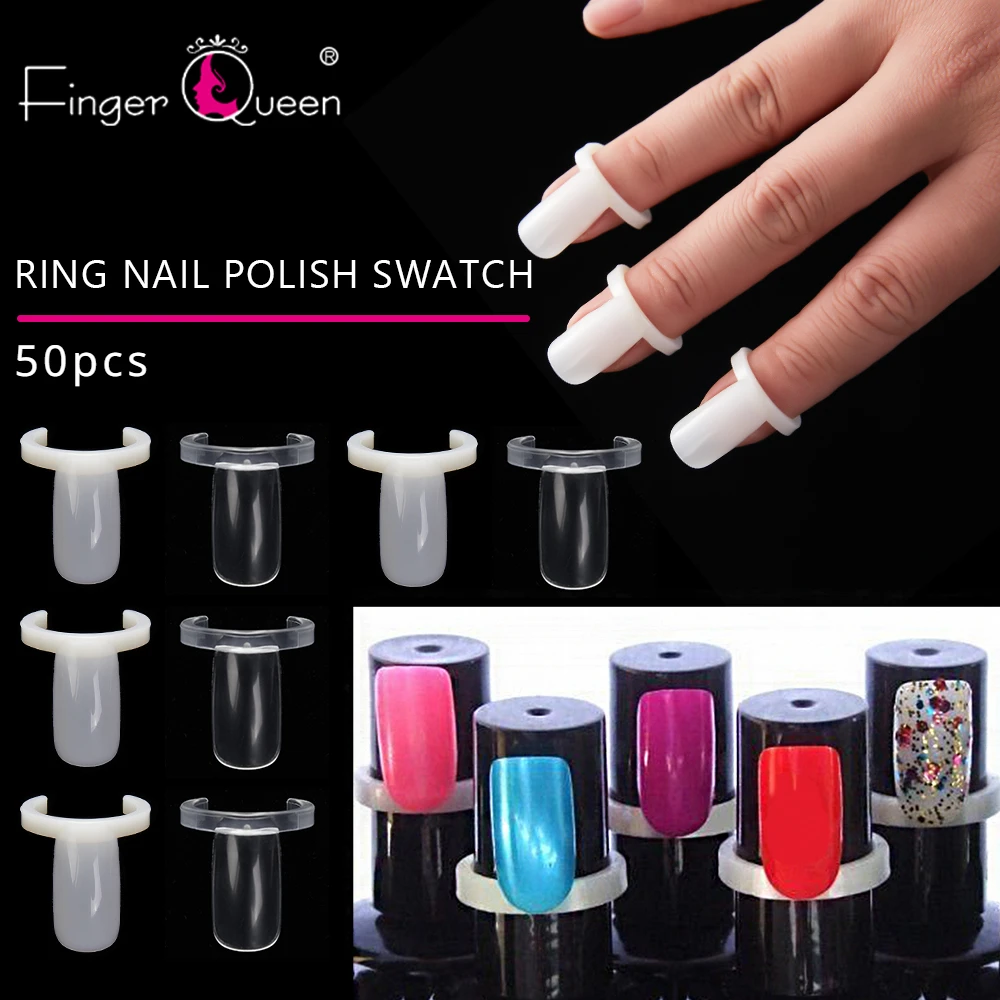 

Nail Display Clear Natural Colors Nail Swatch Buckle Ring False Nail Tips Nail Gel Polish Practice Display Board for Nail Art