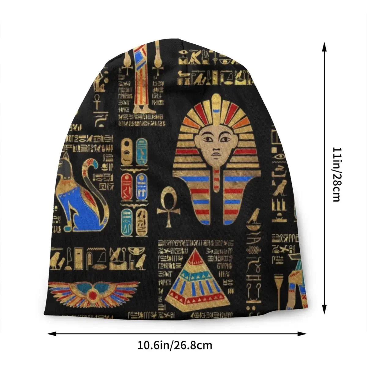 Custom Egyptian Hieroglyphs Deities God Bonnet Hats Street Knitting Hat Winter Warm Ancient Egypt Pharaoh Skullies Beanies Caps