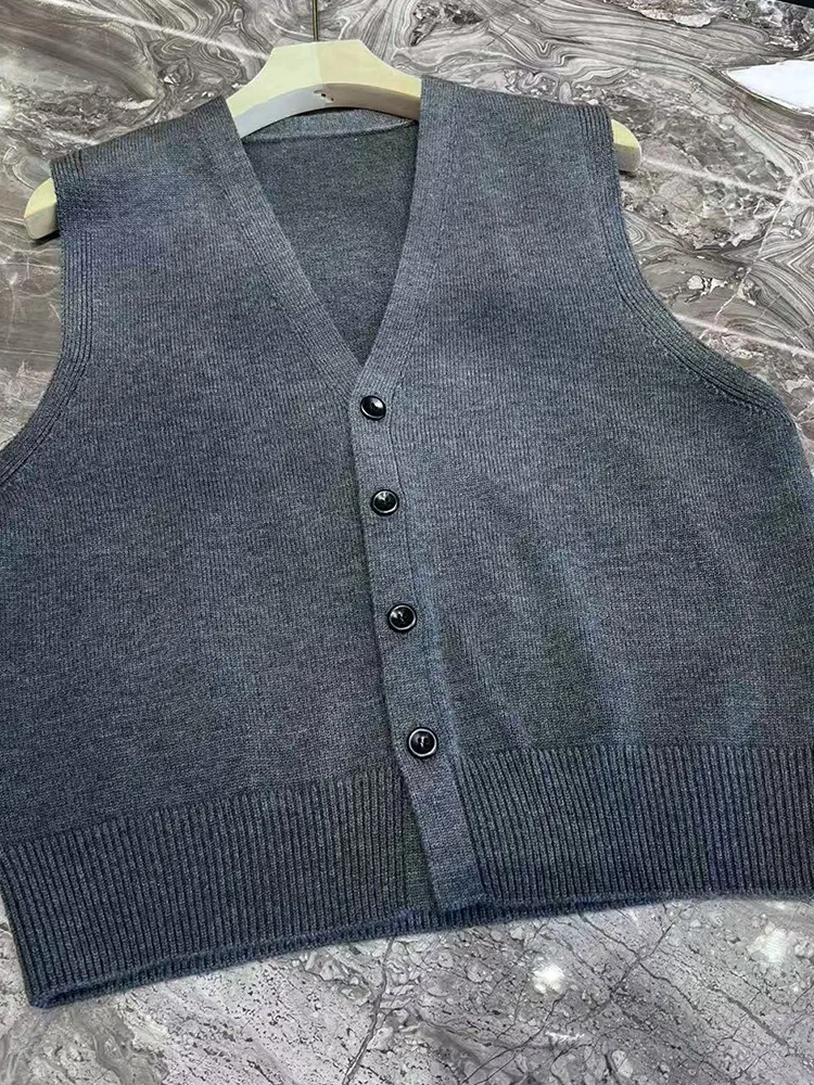 

Faionable V-Ne Svel Vest Женская ранняя осень Модный дизайн Корейский Sle Универсальная майка без пуговиц Bal Tank Top