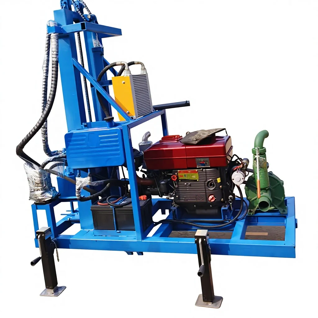 Compact Portable Diesel Hydraulic Water Well Driller Wheeled Easy Operation 100m 150m 200m for Agriculture