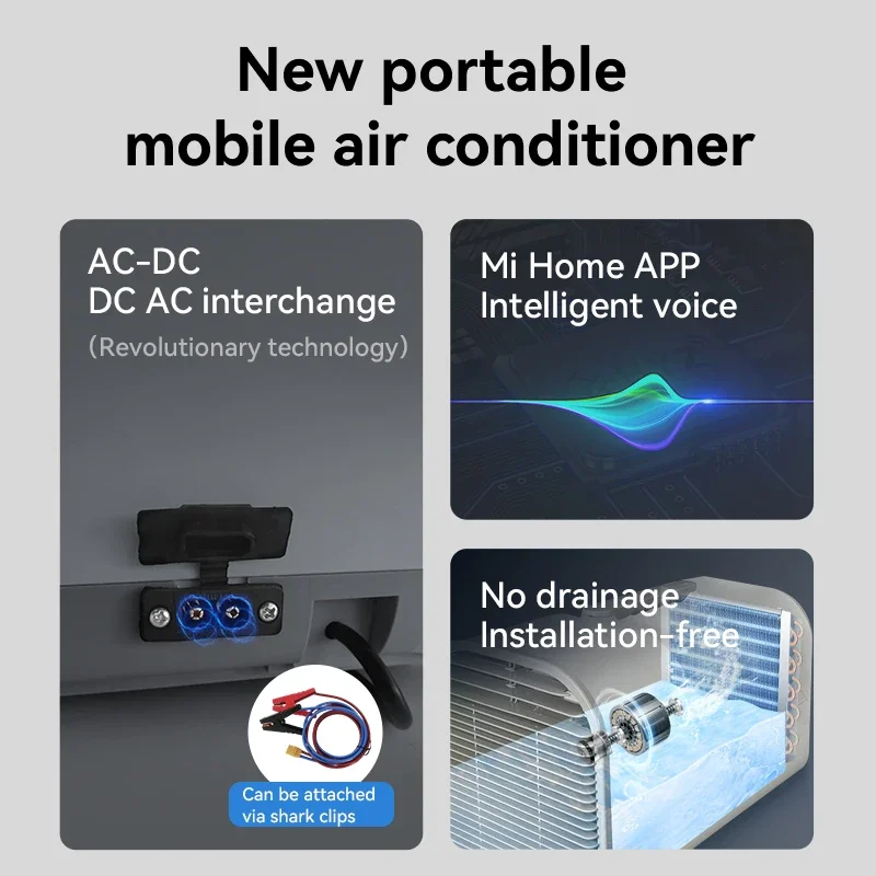 New design 12v 24v dc air conditioner mobile air conditioners without battery low noise level mini air conditioning