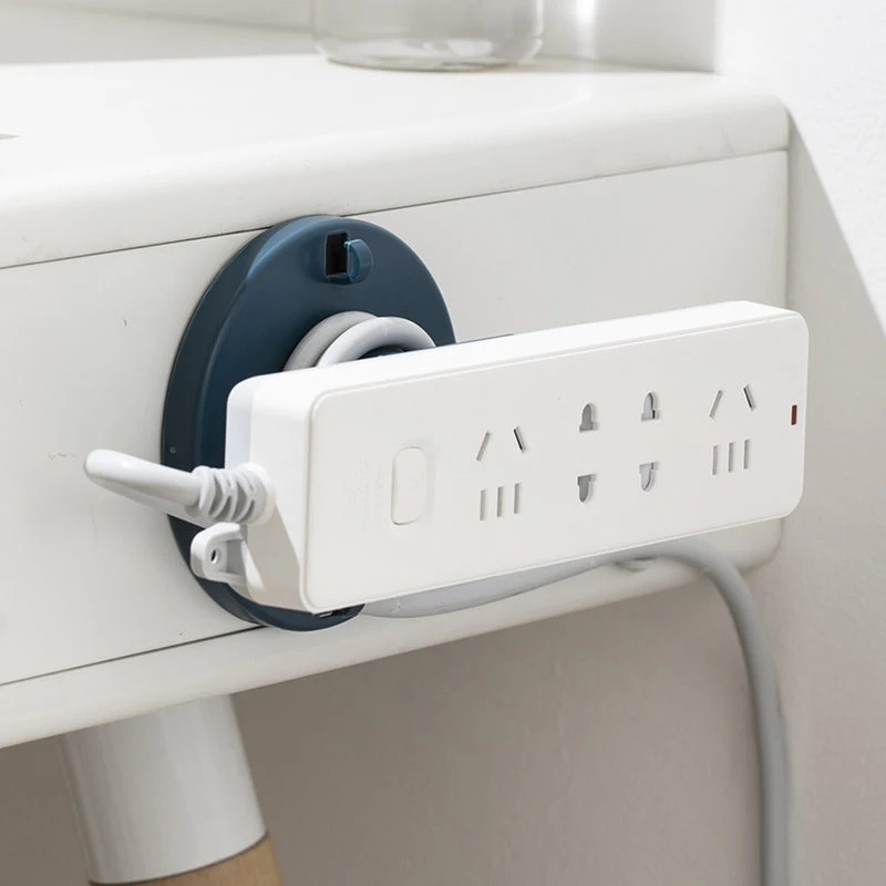 Cable Clips with Hooks, Kicthen Wall Mounted Plug Hangers, Self-Adhesive Cord Winder Plug Holder, Cable Management Organizer