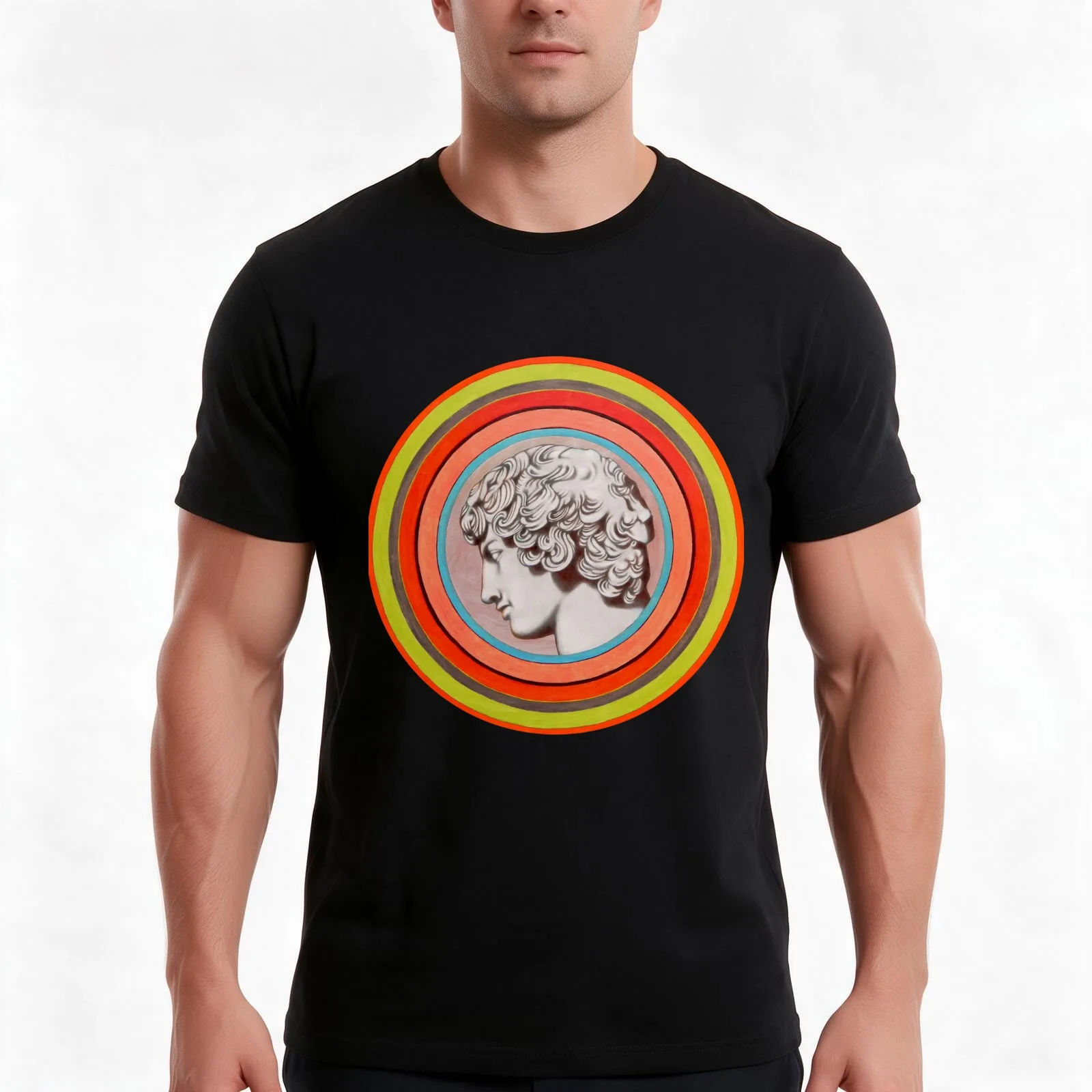 Antinoo Farnese T-Shirt, Summer Casual Cotton Tee, Oversized Streetwear Tops, Vintage Graphic Print, Loose Fit Short Sleeve
