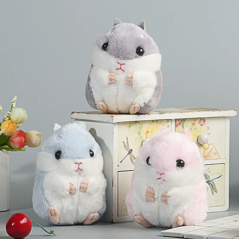 Cute Hamster Plush Keychain Cartoon Doll Keyring Bag Hanger Girls Gift Claw Machine Plush Toy Adorable Hamster Plush Keychain