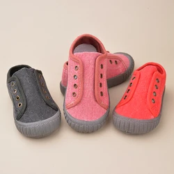 Unisex Toddlers Fashion Slip-on confortevole Canvas Button Eye antiscivolo Sneakers traspiranti scarpe sportive Casual per bambini E8063