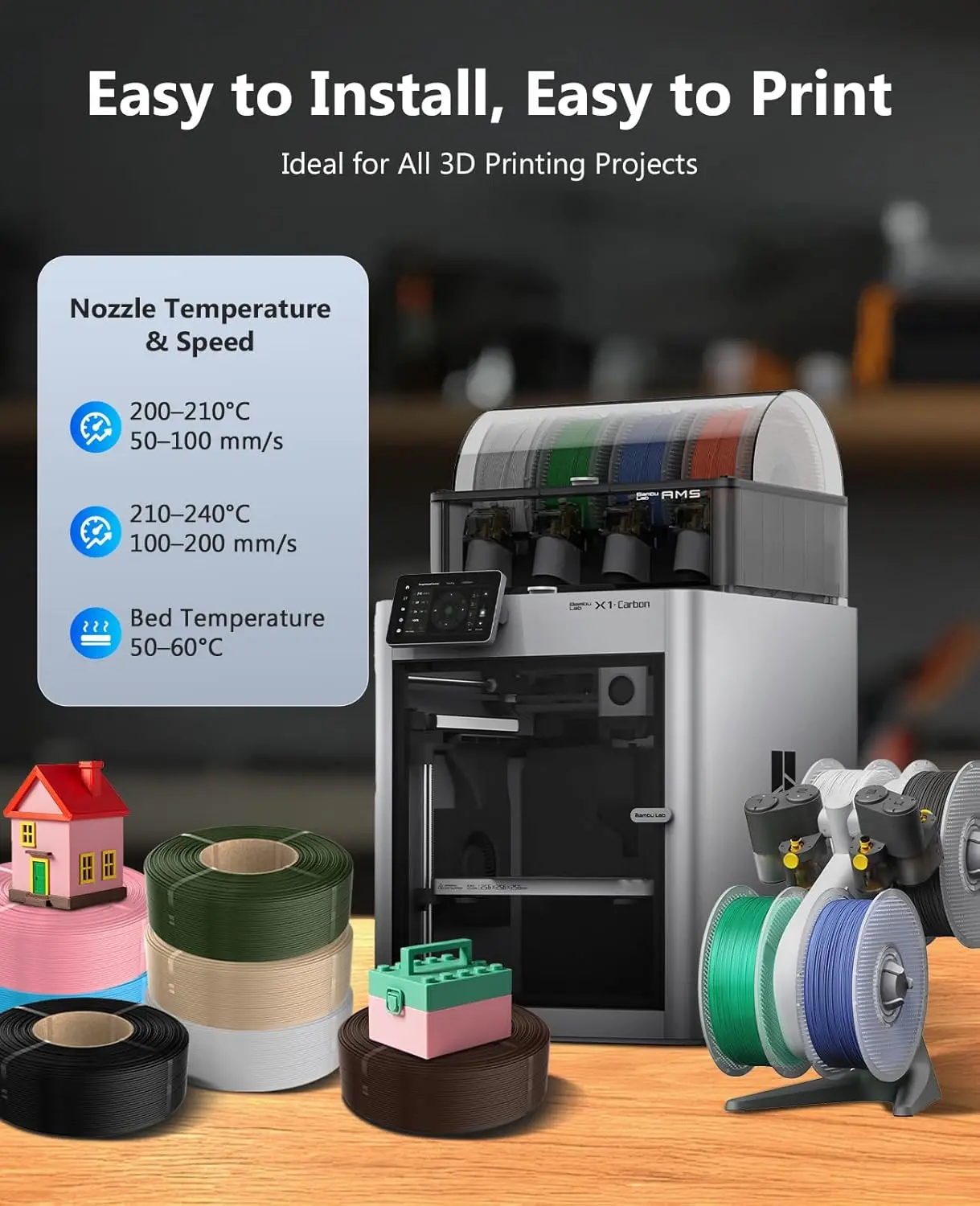 JAYO PETG – filament do drukarek 3D, 2 kg/5 kg, akcesoria do drukarek 3D, 1,75 mm, materiały do druku 3D, gwarancja braku pęcherzyków powietrza, do druku metodą FDM, idealny jako prezent dla majsterkowiczów. — zdjęcie produktu 6