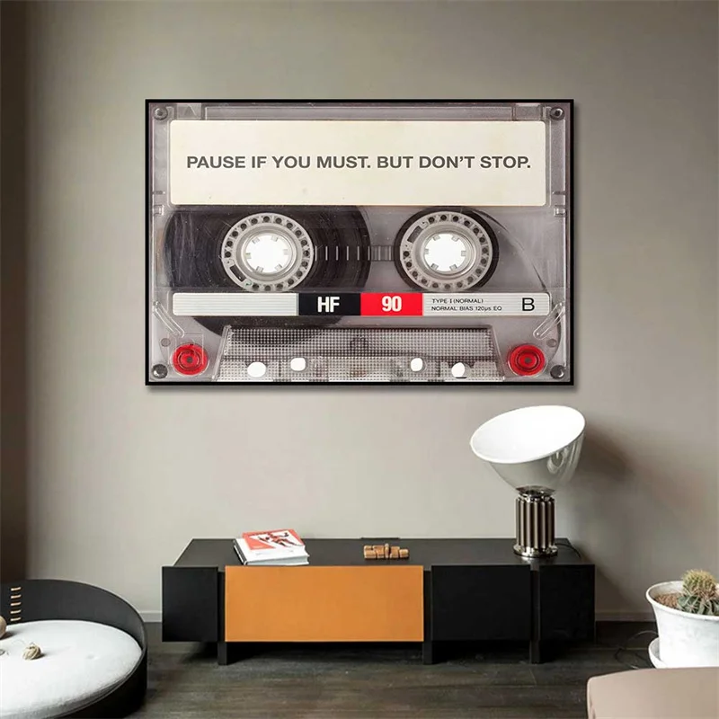 1pc frameless Vintage Cassette Poster Cassette DJ Turntable Canvas Prints Painting Gold Vinyl DJ Turntable Wall Art Pictures Hom