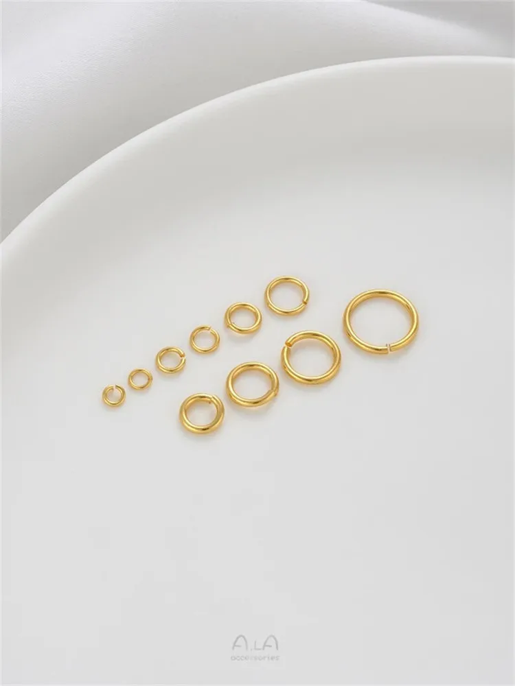 

18K Gold-Color Open Ring, Copper Plated Real Gold, Single-turn Connecting Ring, Handmade DIY Jewelry, Accessories Materials