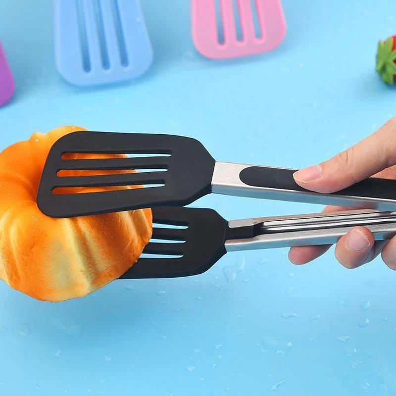 1PC Silicone Bbq Tongs Bbq Clip Kitchen Clips Silicone Food Tongs Food Clips Kitchen Tool for Home Stainless Steel Shovel