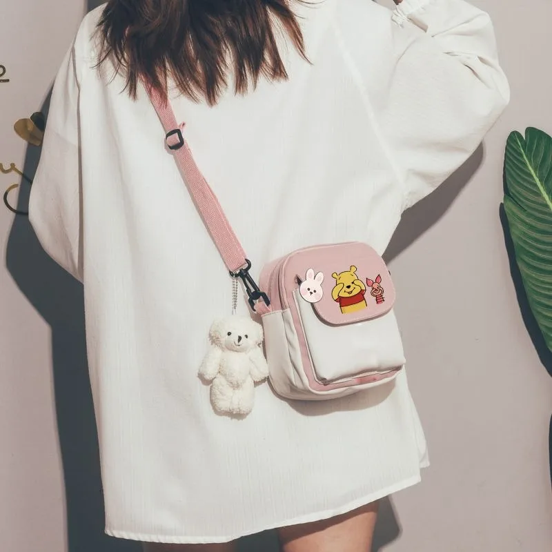 Disney Cartoon Cute Merchandise Pooh Bear Crossbody Bag for Men and Women, Fashionable Stylish Versatile Portable Phone Bag