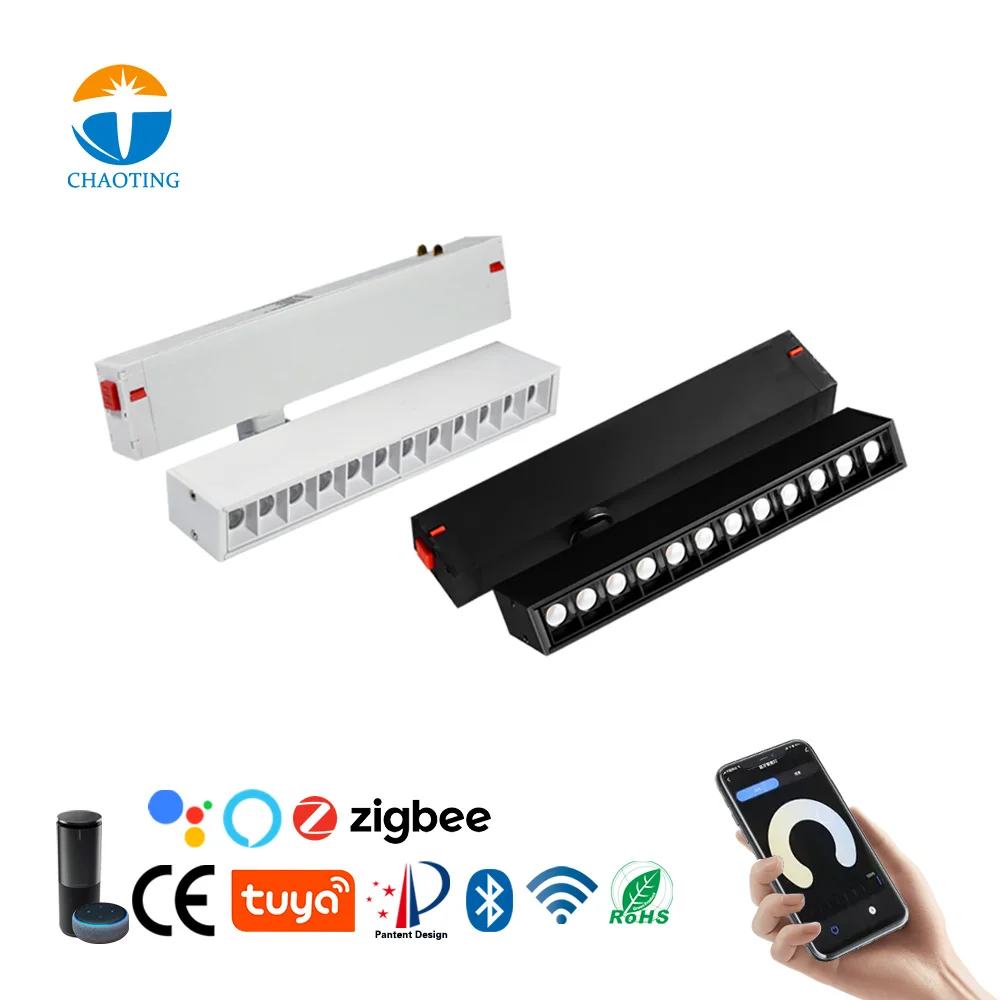 Magnetic Lights Rail Remote WIFI TUYA APP Control CCT Adjustable Spotlights Dimmable COB LED Rotary Fold Track Grille Spot Light