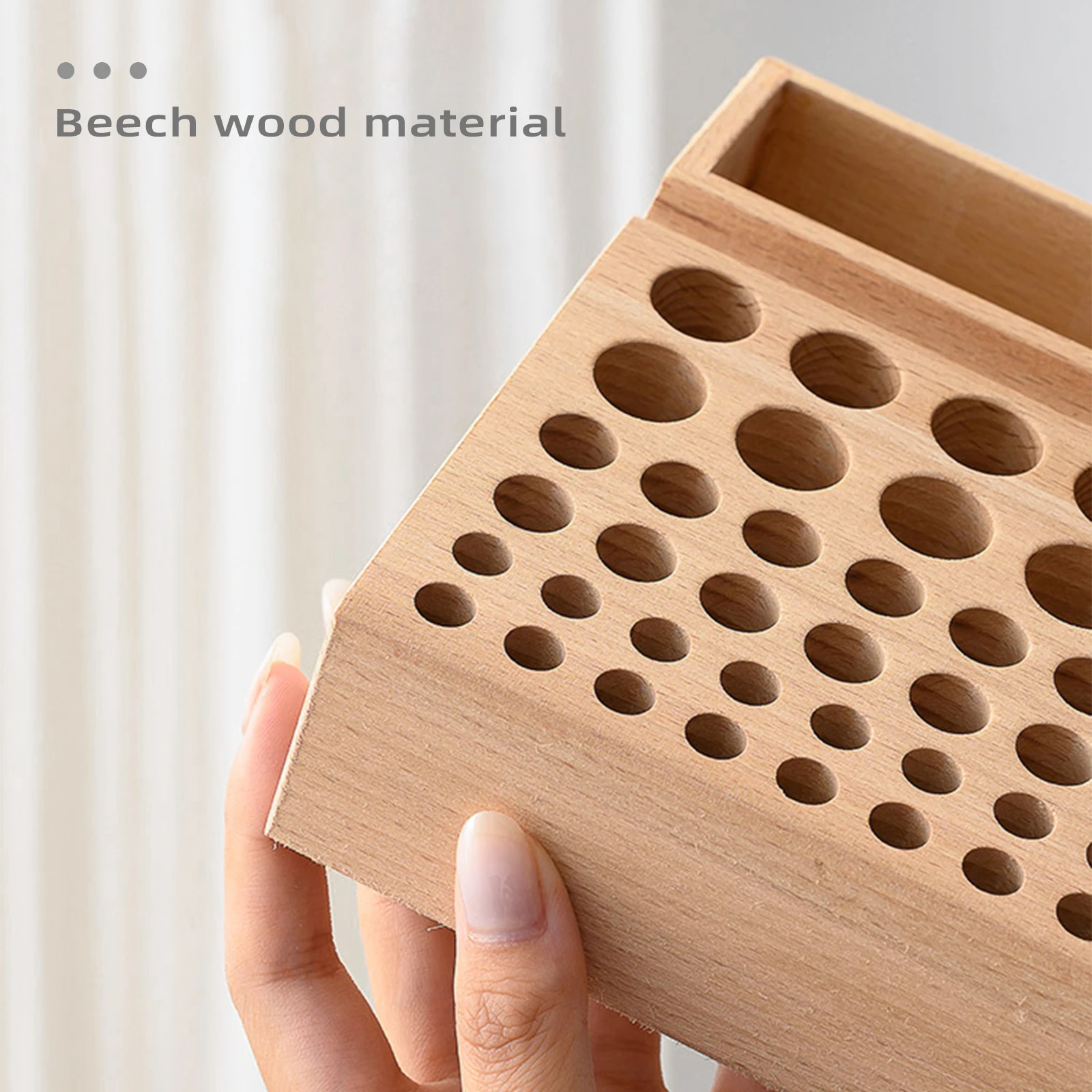 Handwork Tools Holder Box 98 Holes Organizer Wooden Rack for Leather Craft Punches Stand Carving tools Drill Bits Storage