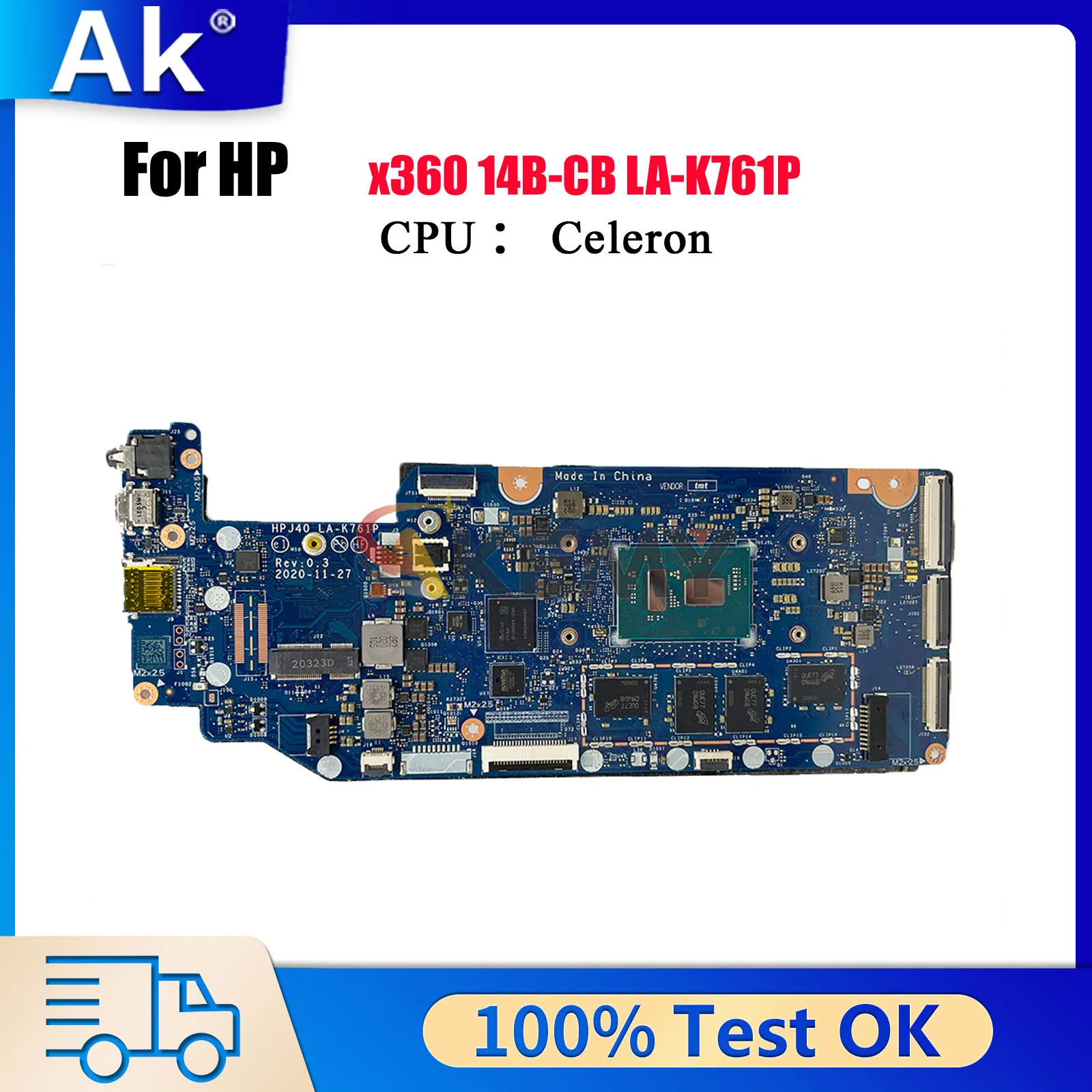 

LA-K761P For HP Chromebook X360 14B-CB Laptop Motherboard M47681-001 With N4000 N4500 N6000 CPU 4GB RAM 64GB SSD 100% Tested