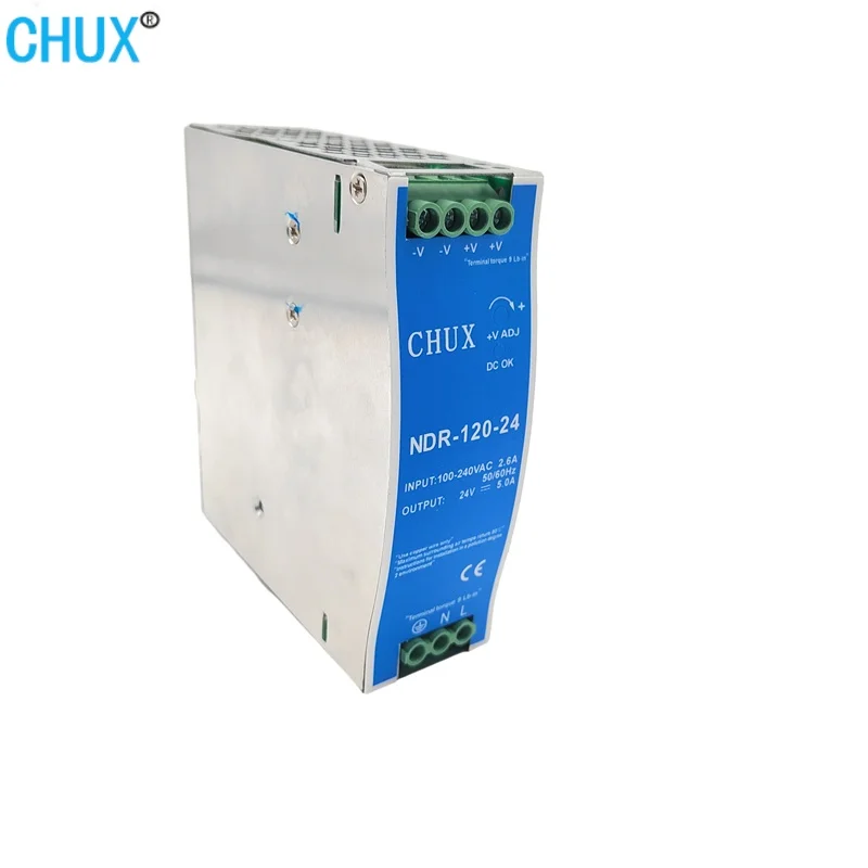 

CHUX NDR120W 12V 24V AC TO DC Industrial Switching Power Supply DIN Rail NDR Type NDR-120W-12V Input 100V-220V SMPS