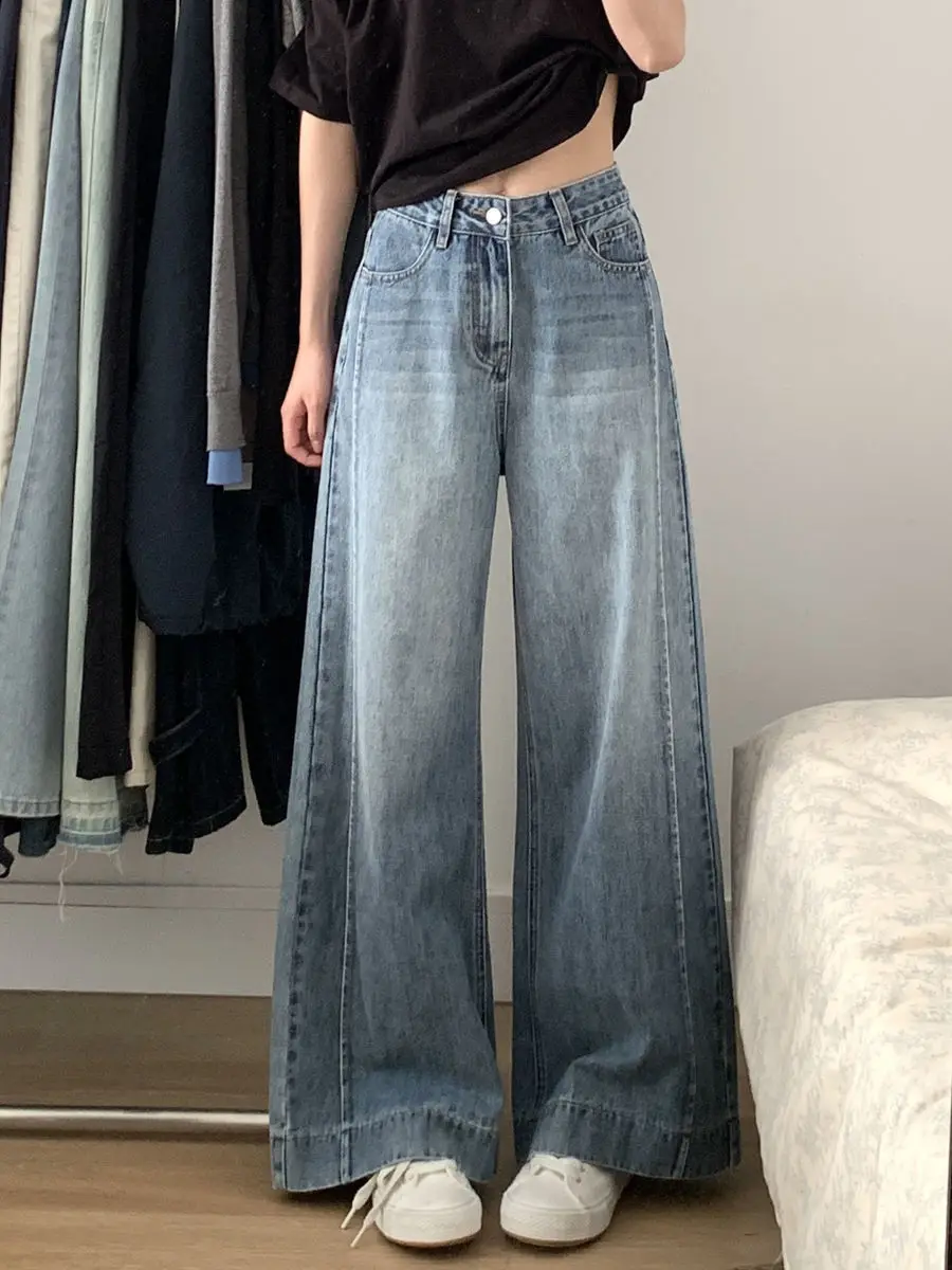 

Summer Jeans Women Plus Size Big Large Curvy Stretchy Comfortable Palazzo Bootcut Flared Leg Lengthening All Match Lady Girls