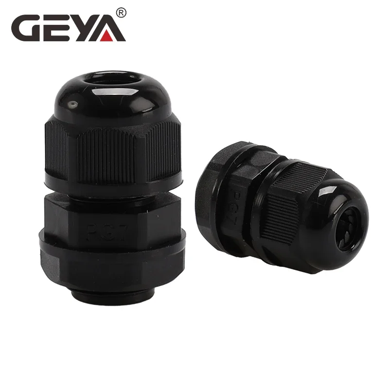 SALE GEYA Waterproof Cable Gland Cable Entry IP68 PG7 for 3-6.5mm PG9 PG11 PG13.5 PG16 PG21 Black Nylon Plastic Connector