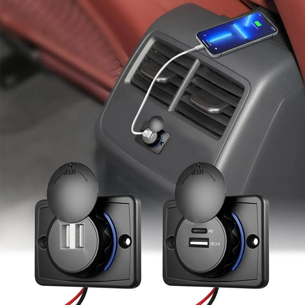 Car Mounted Mobile Phone Charger Dual Port LED Indicator Car Modification USB Light Charging Car Bus Charger Dual T9C7