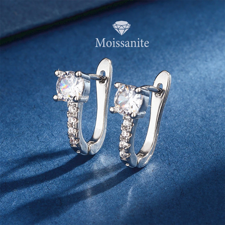 

Серьги из стерлингового серебра 925 пробы с муассанитом, 1 пара U-образных серег диаметром 0,5 карата, стильные и индивидуальные, повседневные и изысканные.