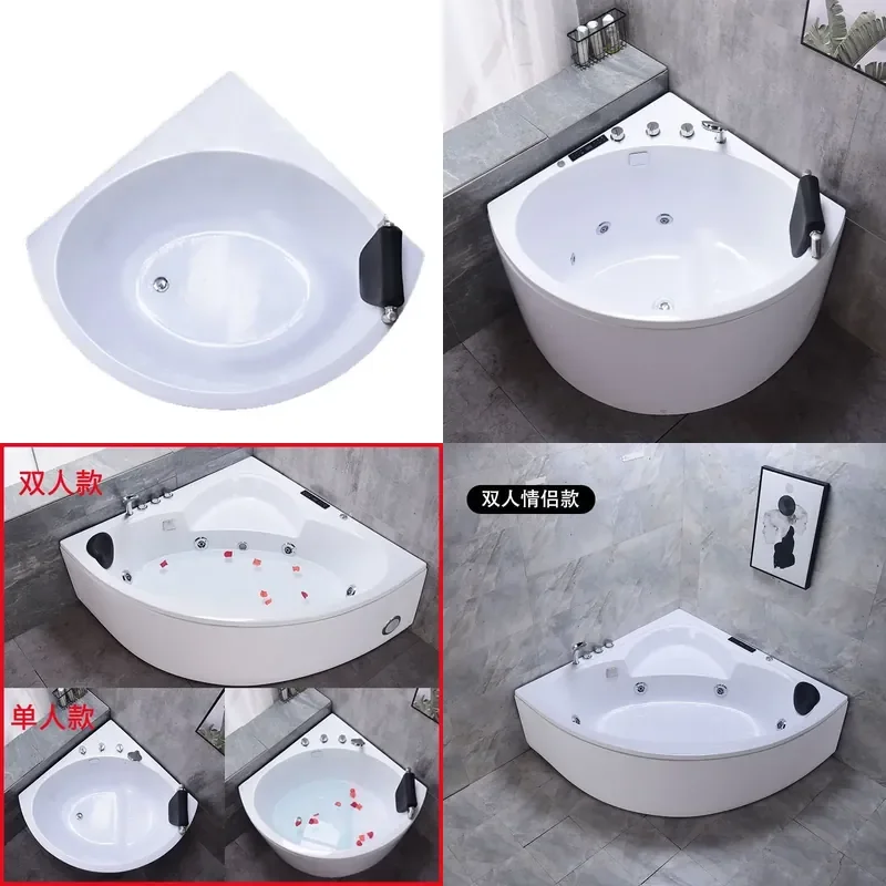 Acrylic Triangle Freestanding Bathtub Small Space Soaking Tub Constant Temperature Massage Jet Spa for Home Hotel Villa