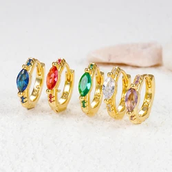 2023 Simple Stainless Steel Round Hoop Earring Colorful Zircon Huggie Punk Unisex Rock Earring Piercing Jewelry aretes mujer