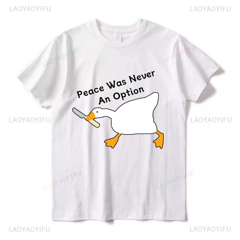 

Peace Was Never An Option printed T-shirt tops Crewneck Tee Shirt Short Sleeve Clothes Classic Street Fashion streetwear