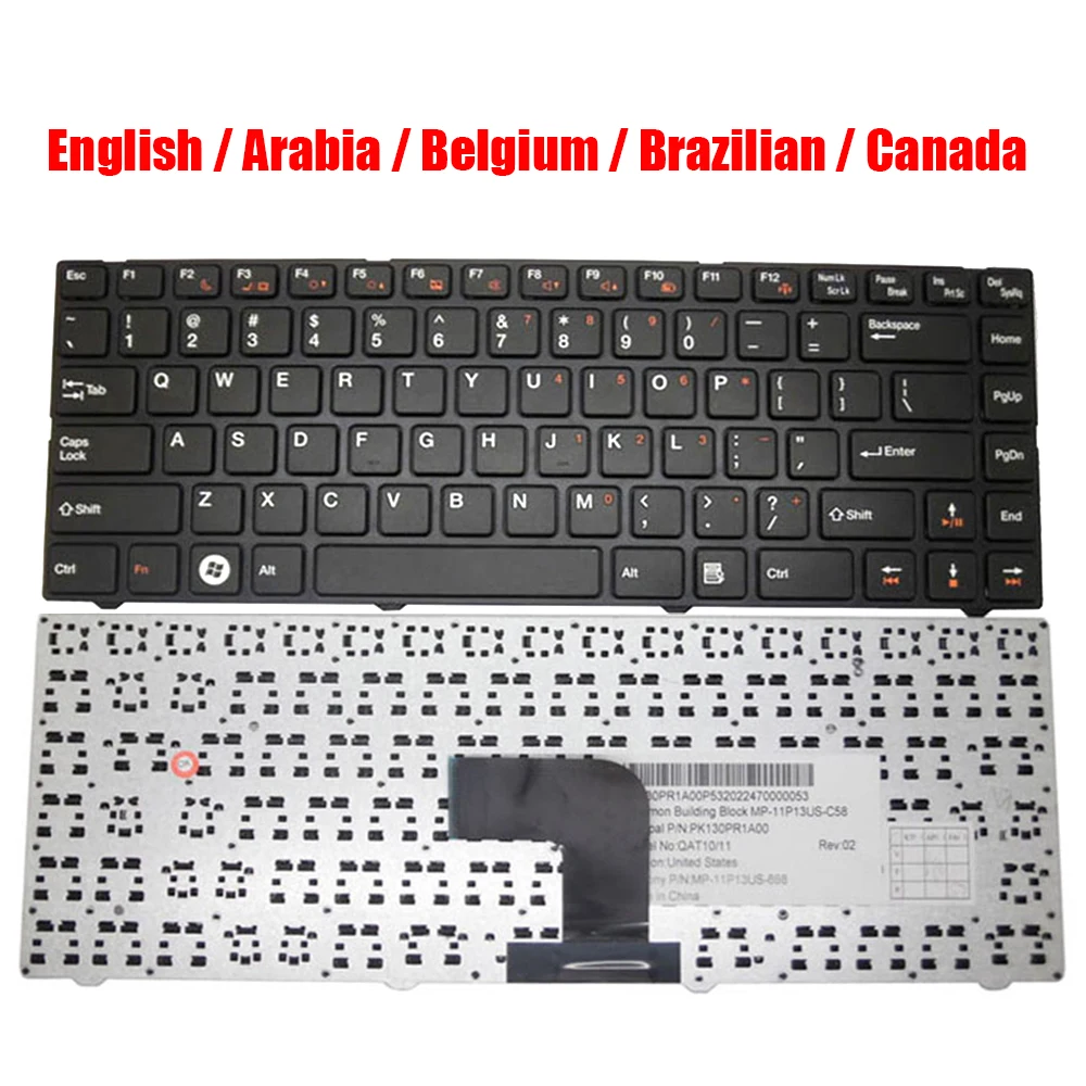 US AR BE BR CA Keyboard For Compal QAT10 QAT11 PK130PR1A00 PK130PR1A19 PK130PR1A10 PK130PR1A24 Arabia Belgium Brazilian Canada