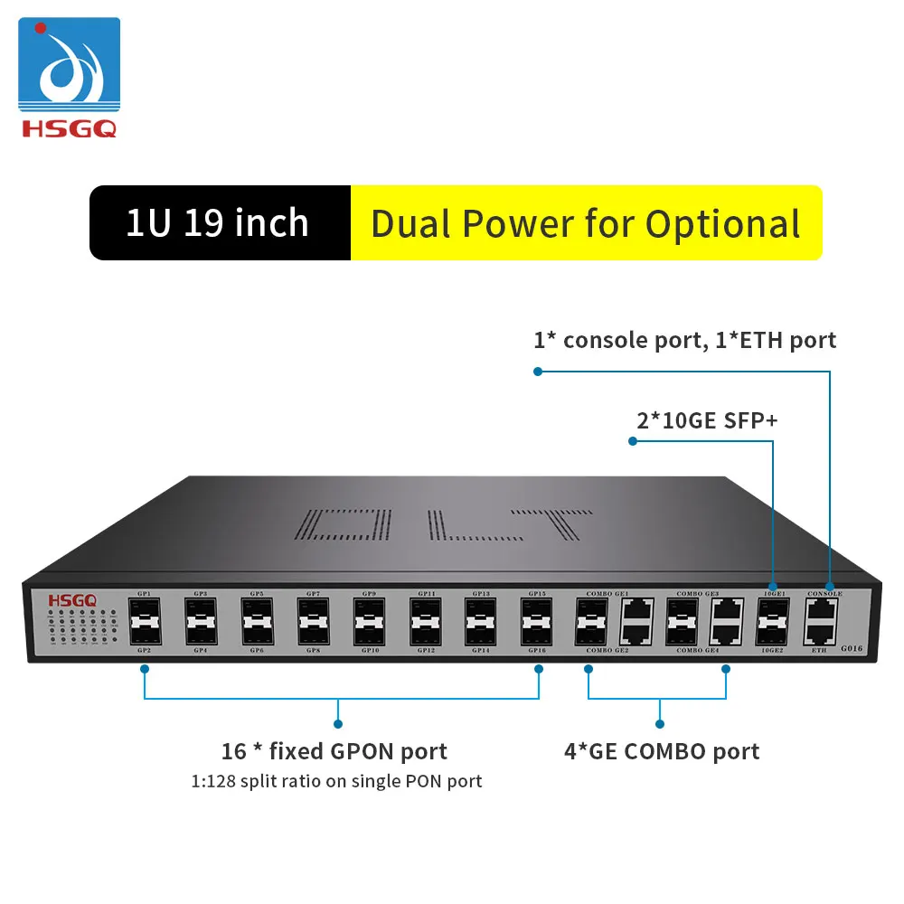 Promotion: 16 port GPON OLT with 10G uplink port layer 3 CLI /NMS/Web compatible with any brand of ONU ONTs