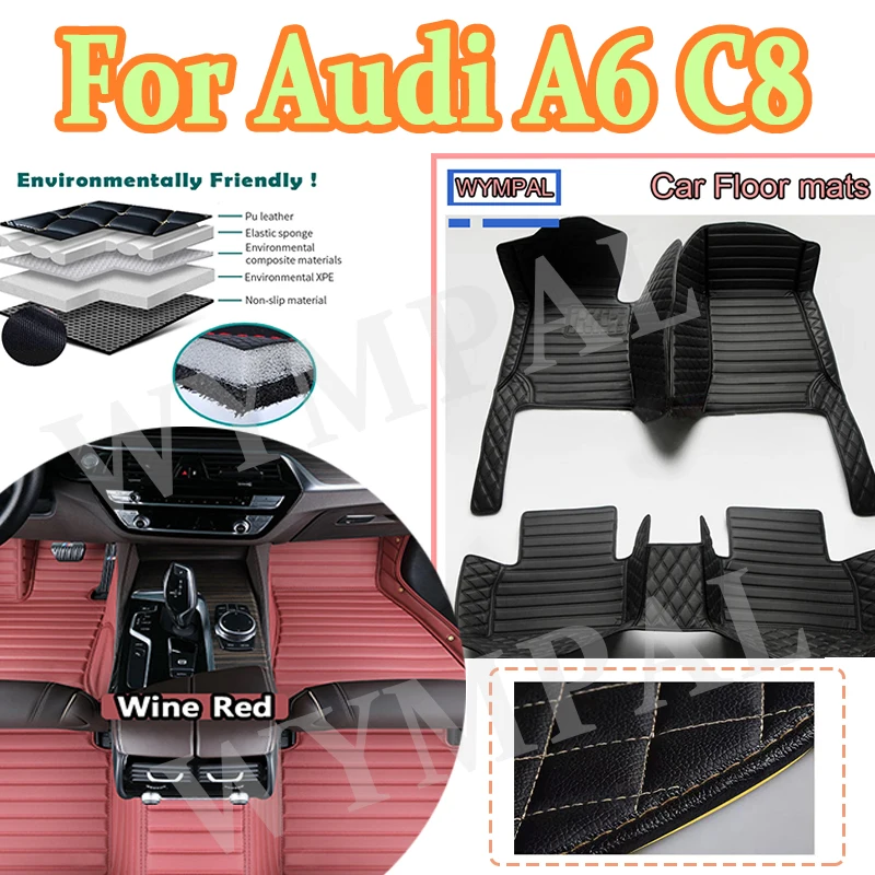 

Luxury Automotive Car Floor Mats For Audi A6 C8 2019 2020 2021 2022 2023 Auto Custom Leather Men Women Car Mats Full Cover Pad