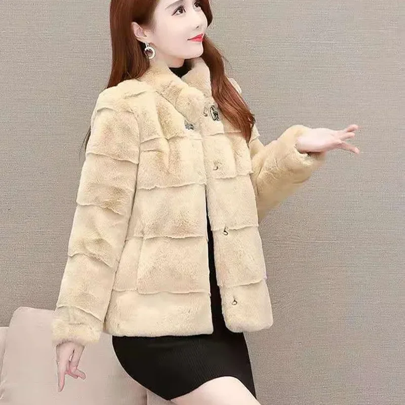 Imitation Mink Velvet Jackets Women's Short Outwear Fashion Loose Warm Jacket Autumn Winter New Imitation Danish Mink Jacket