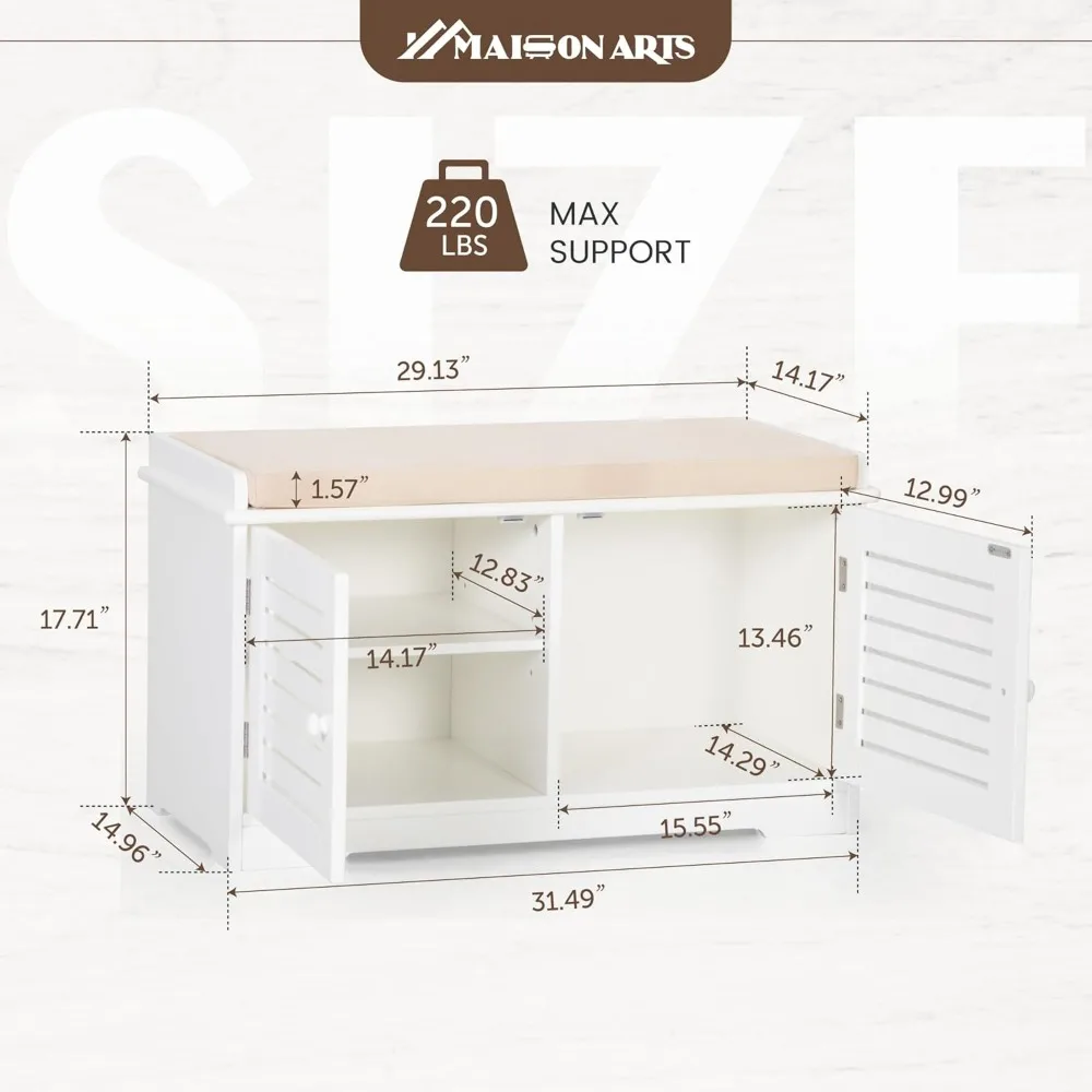 panca portaoggetti con cuscino e ripiani regolabili per ingresso