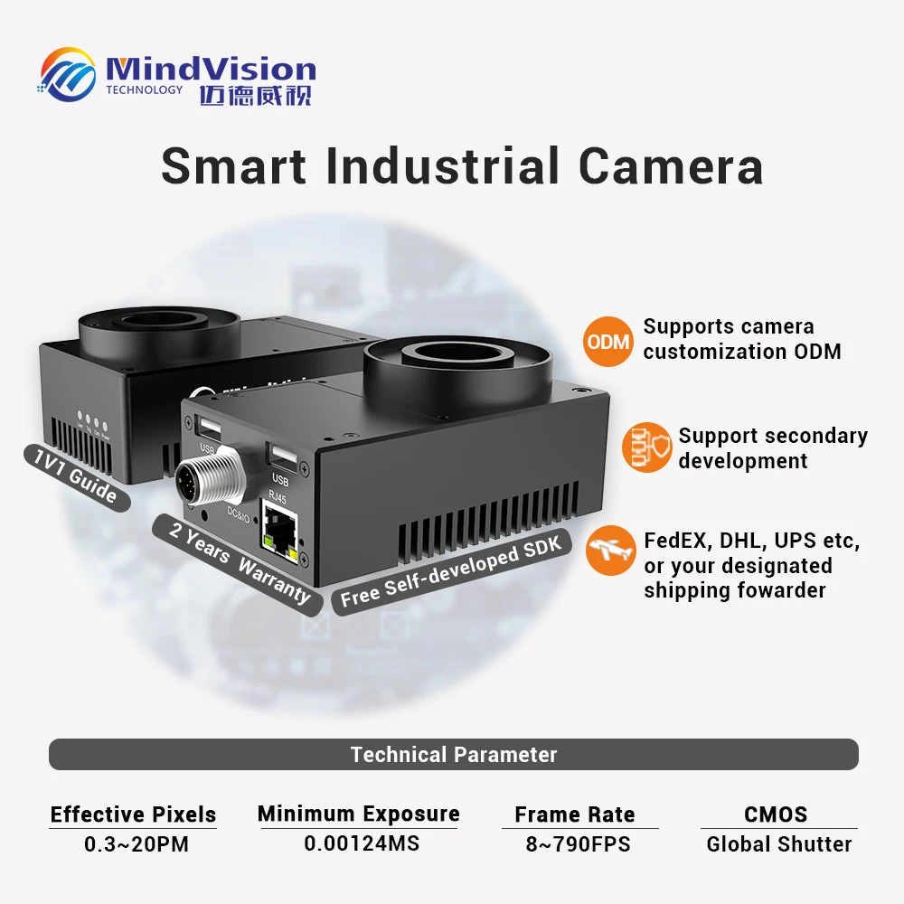 MindVision 6MP عالية السرعة اللون/أحادية X86 كاميرا صناعية ذكية 60FPS 1/1.8 ''CMOS آلة رؤية المتداول مصراع الكاميرا