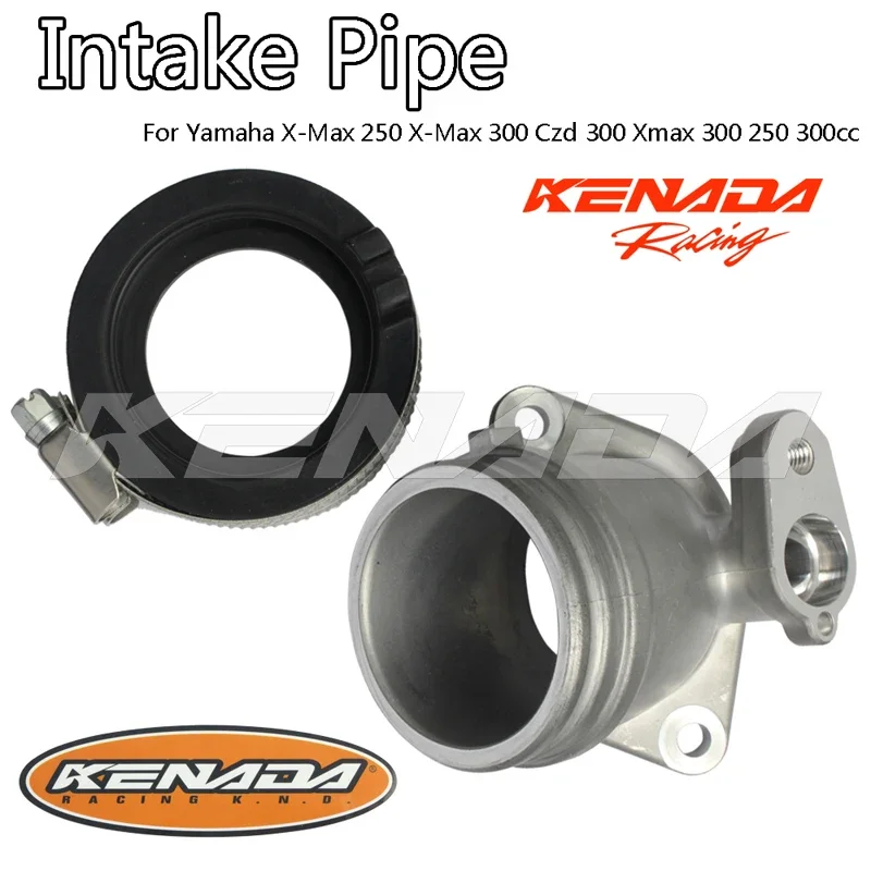 KENADA RACING 38/40/42mm Throttle Body TB Intake Pipe With Rubber Banana Racing For XMAX 250/300 Czd 300 Intake Pipe Manifold