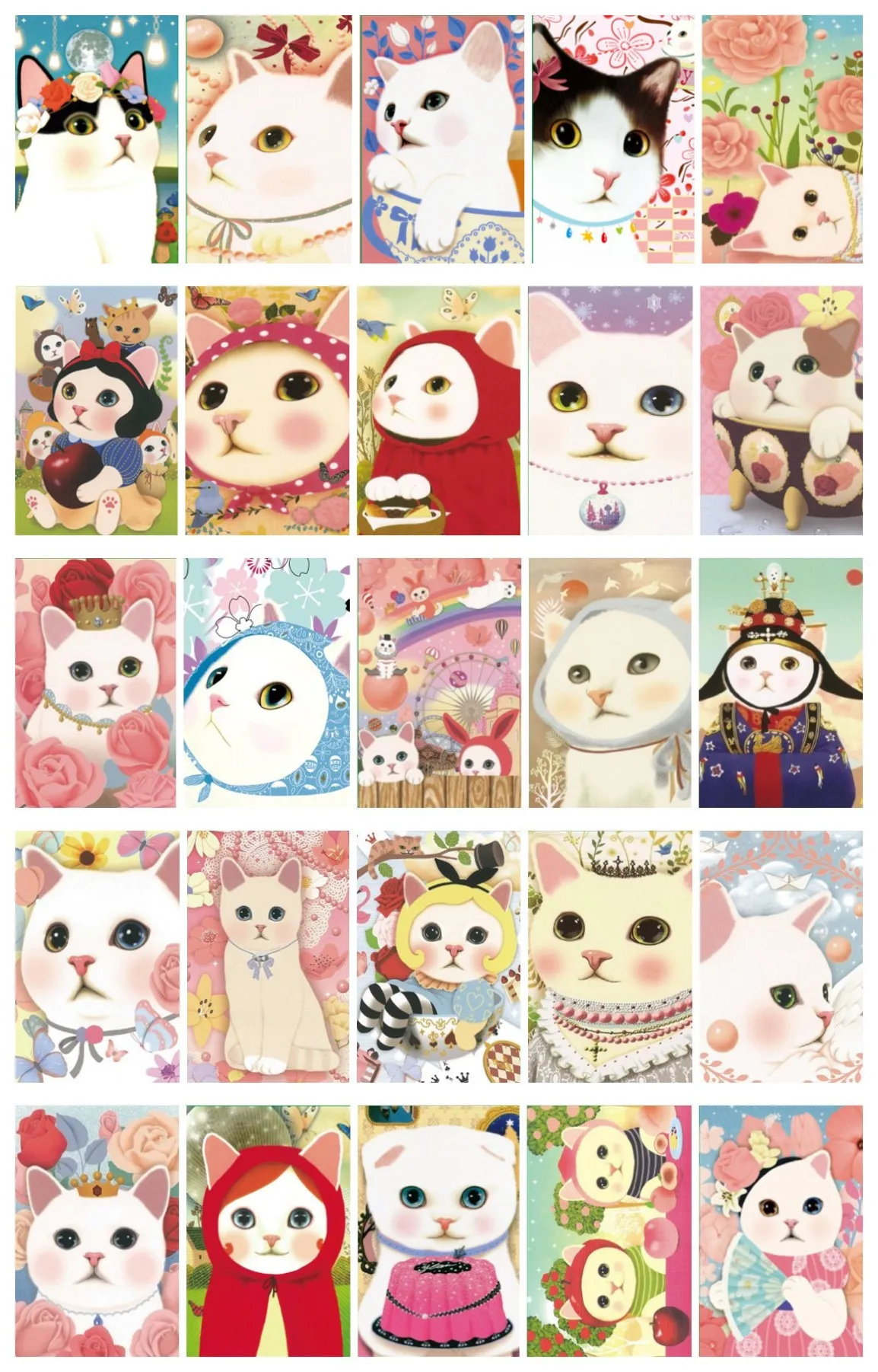 100 Pcs  Creative Cartoon Cat Postcard/ Holiday Greeting Message Festival Wish Gift Cards 25 Model Mix