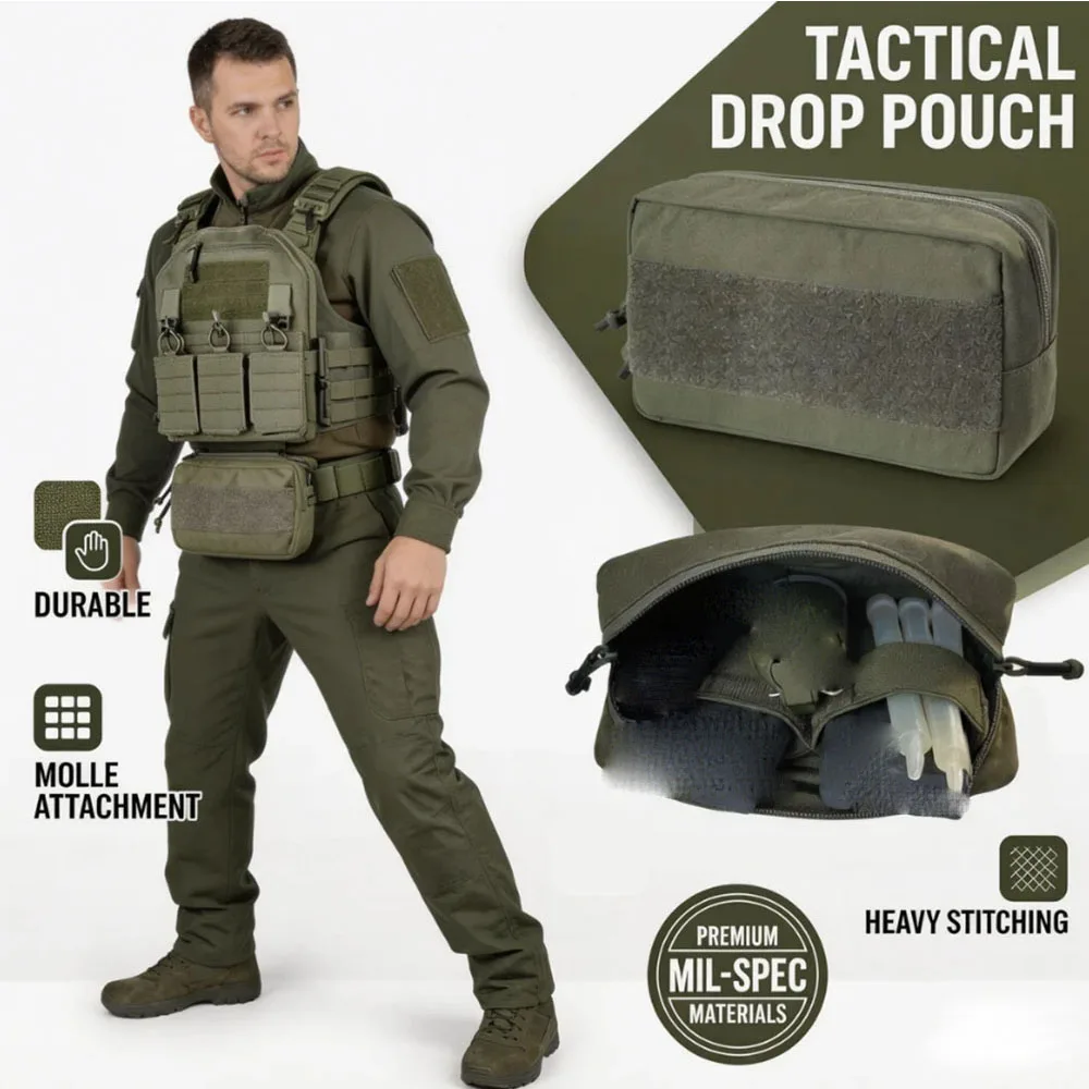 

Tactical MOLLE Drop Pouch With Hook & Loop Sub-Abdominal Carrying Kit Bag Utility Storage Pouch For Carrier Vest Chest Rig