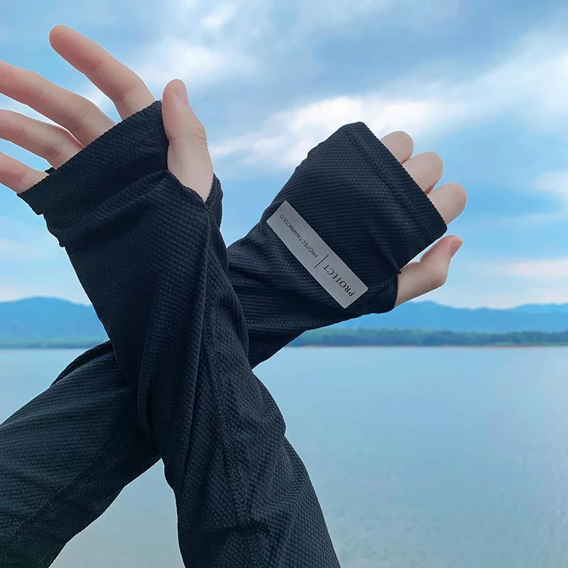 Unisex Cycling Arm Sleeves Ice Fabric Anti-UV Sunscreen Running Cycling Sleeve Outdoor Sport Anti-cursor Arm Warmers