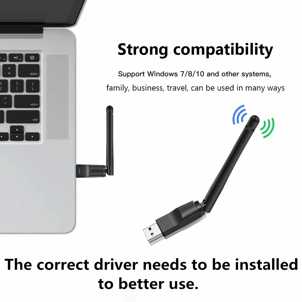 150Mbps Mini USB WiFi Adapter MT7601 2.4GHz Wireless Network Card Wi-Fi Receiver Dongle with Antenna 802.11 b/g/n for PC Laptop