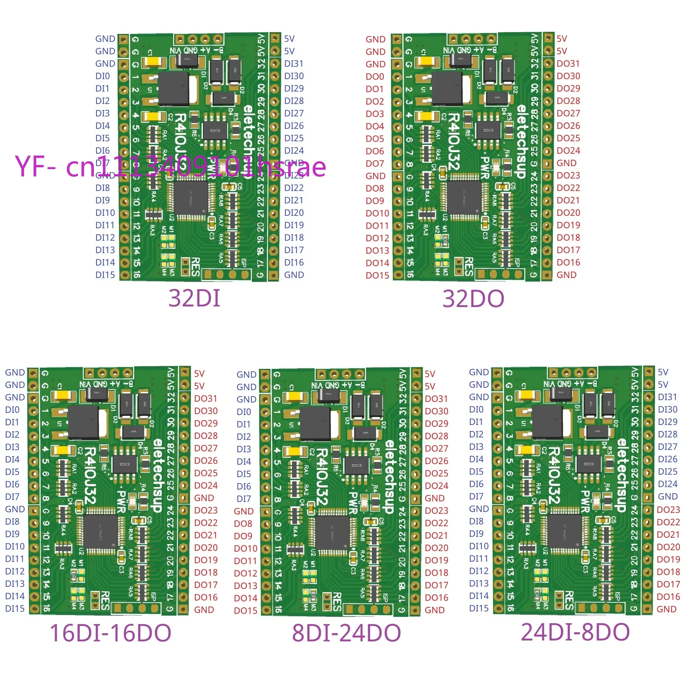 R4IOJ32 32CH RS485 Modbus RTU IO Expansion Board 5V/12V/24V