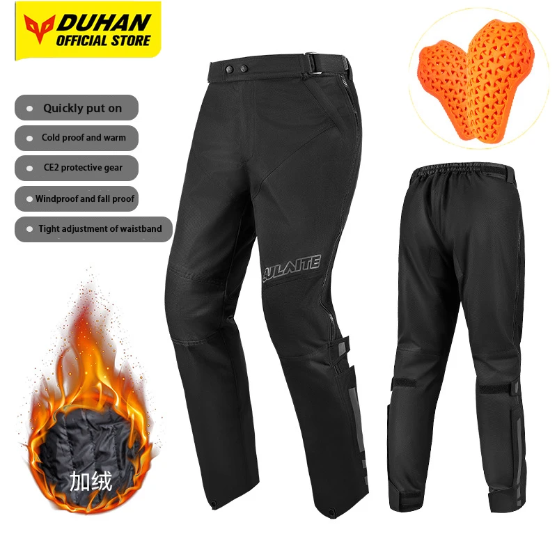 

Winter Warm Motorcycle Quick Release Pants Anti Drop Motocross Pants CE Slow Rebound Protector Men Motorbike Pants Windproof