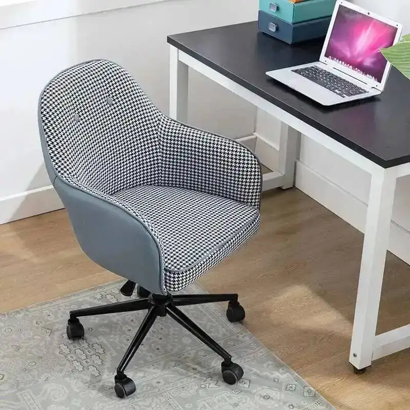 

Office Fabric Furniture Houndstooth Modern Office Chairs Home Study Comfortable Backrest Swivel Chair Ergonomic Computer Chair