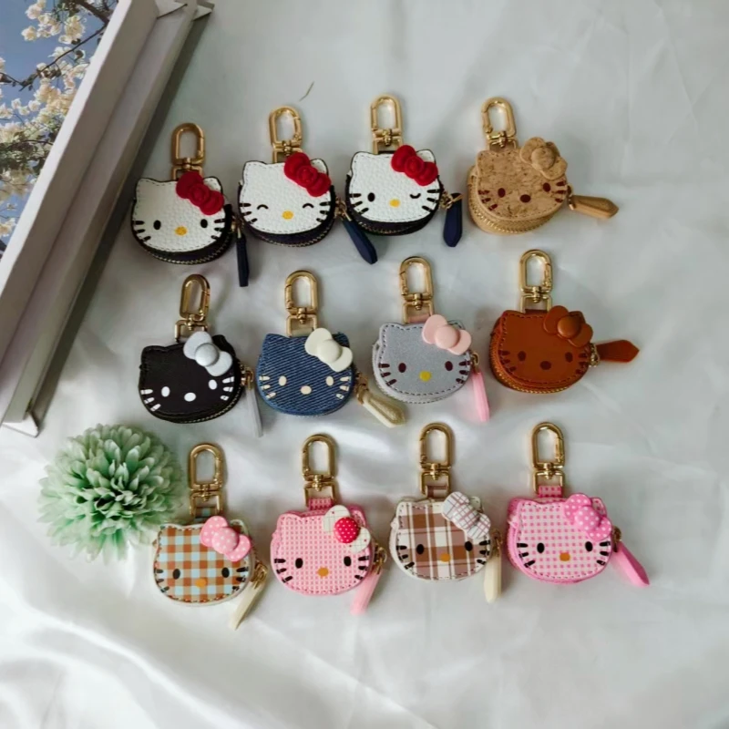 LLavero de Hello Kitty con dibujos animados, bolso de cuero creativo personalizado, colgante, accesorios de ropa de moda, regalo de cumpleaños y Navidad