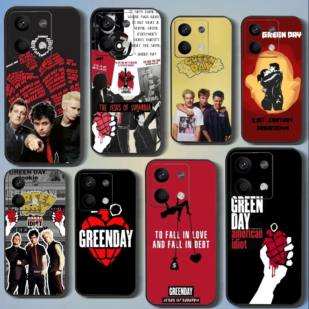 

Green Day Rock Band Phone Case For Xiaomi 11 Redmi Note 11 5G 8T 9A 9 10T Note8Pro Note9 12SUltra Black Case