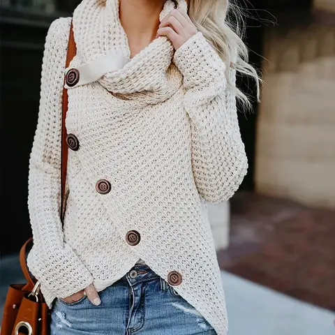 Customizable Plain sweater with scarf collar