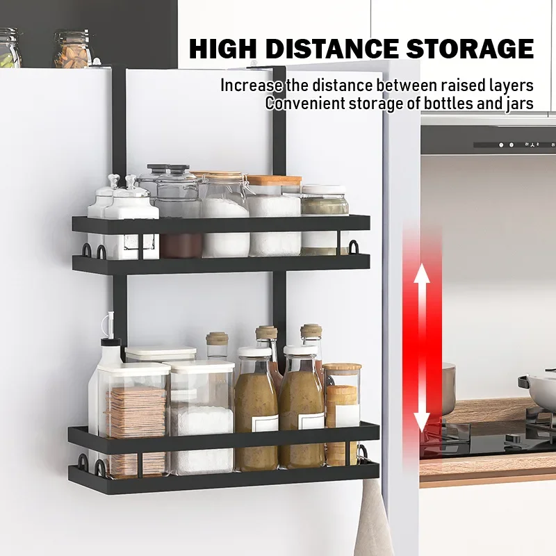 Modern Simple Refrigerator Side Kitchenware Seasoning Bottle Punch-free Multifunctional Double-layer Large-capacity Storage Rack