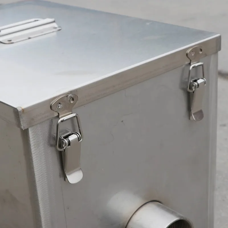 Stainless steel commercial buried oil-water separator with brushed matte surface, suitable for restaurants and kitchens