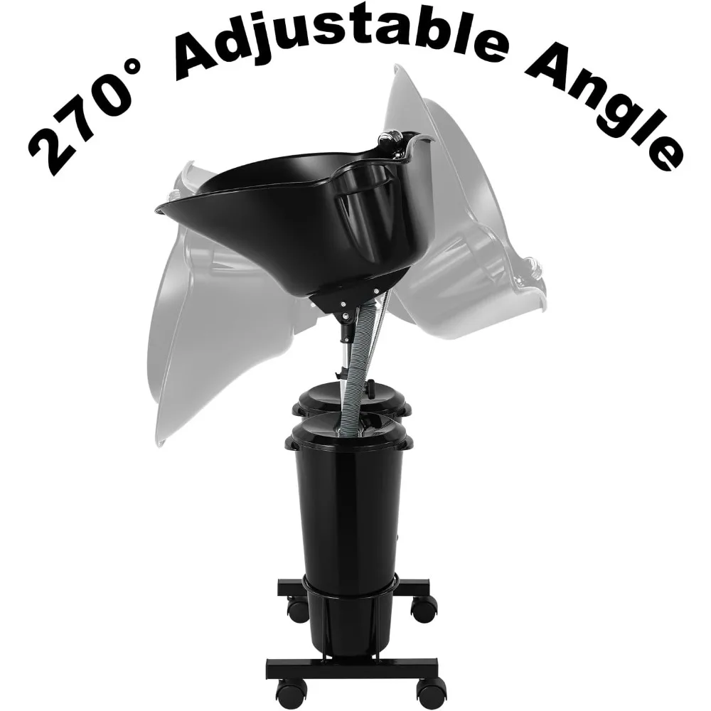 Plastic Shampoo Bowl Unit with 2 Bucket with Electric Pump and Drain Hoses, 270 Degree Rotation of Shampoo Basin