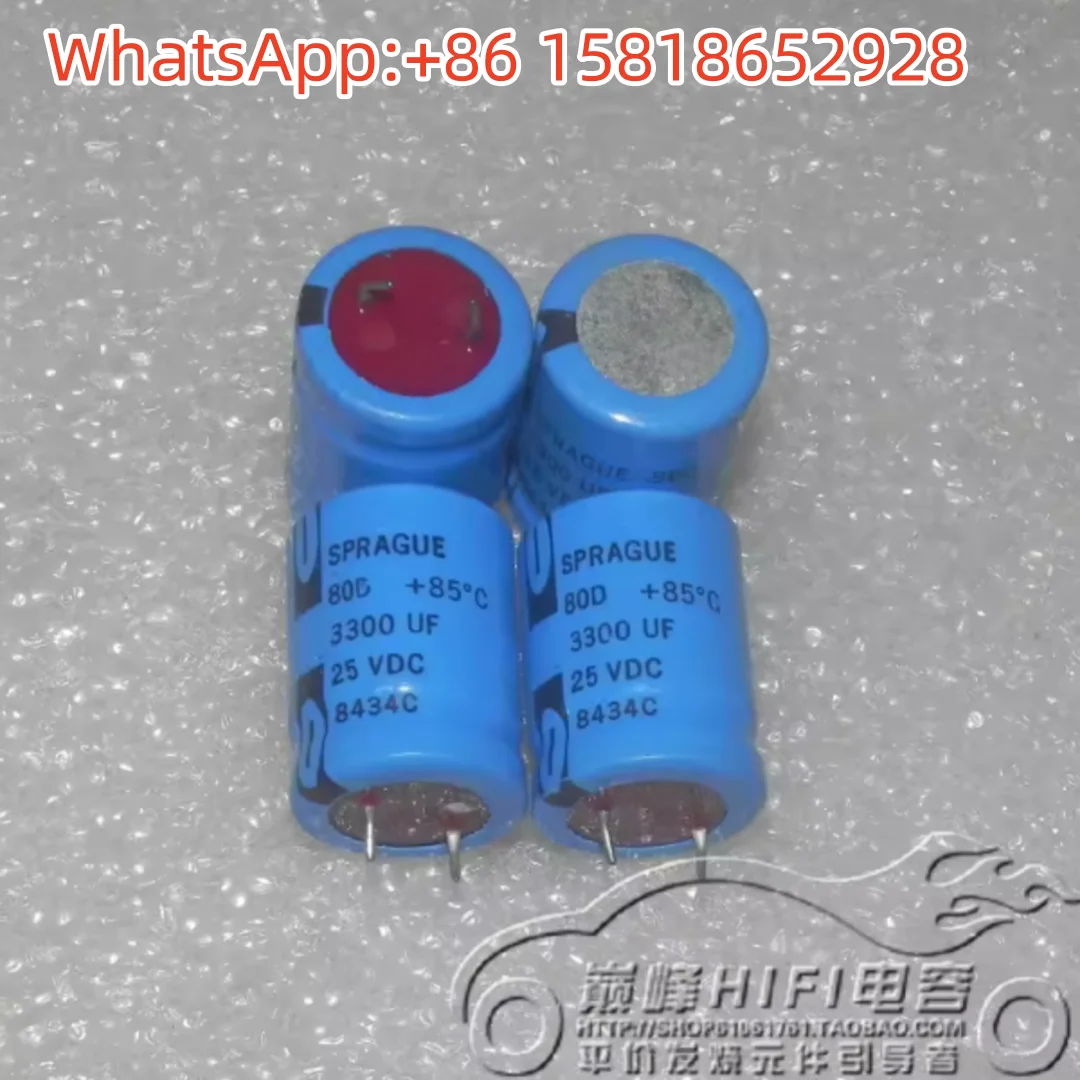 2pcs USA Antique SPRAGUE Sprague 80D 25V3300UF Red Top High-Grade Filter Electrolytic Capacitor
