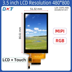 Módulo de exibição táctil LCD com toque capacitivo, resolução TP de 480x800 MIPI e interface RGB, ST7701S TFT, LZX-35IPS-A00, 3,5 polegadas