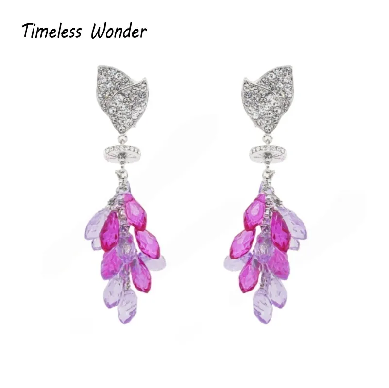 

Timeless Wonder Fancy Crystal Geo Beaded Button Earrings for Women Designer Jewelry Runway Goth Luxury Rare Gift Bride Top 5155