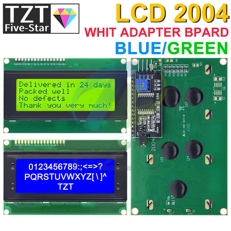 Imagem -05 - Tzt-módulo Adaptador de Interface Serial para Arduino Caráter Lcd Tela Azul e Verde Hd44780 Lcd2004 Mais I2c 20x4 2004a Iic I2c