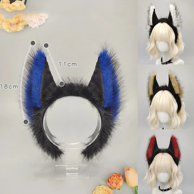 Punk-Werwolf-Cosplay-Stirnband, Halloween-Dämonenkopfbedeckung, Katzen-, Wolf- und Fuchskopf-Stirnband, niedliches Tier-Plüsch-Kopfbedeckung, Party-Kostüm-Requisiten – Detail 1